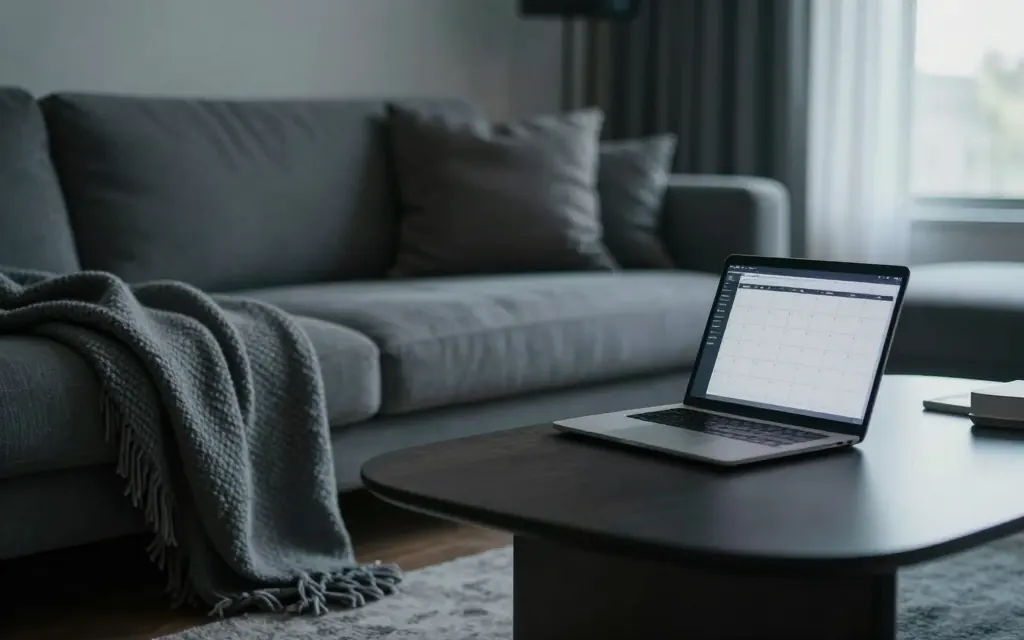 A bright, staged Airbnb-style living room with fresh linens and a welcoming host setup.